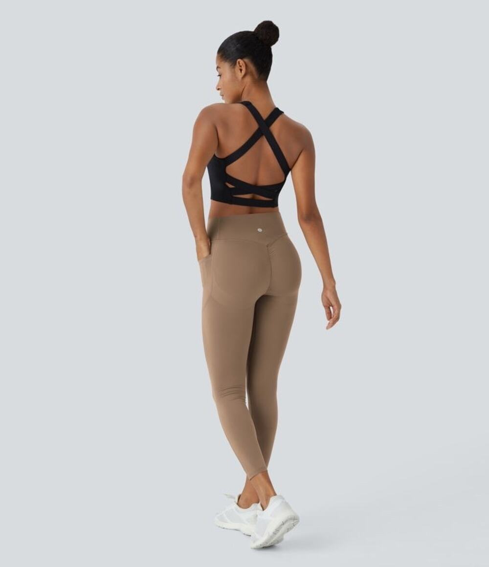 Halara M Full Length Brown UltraSculpt High Waisted Scrunch Butt Leggings NWT